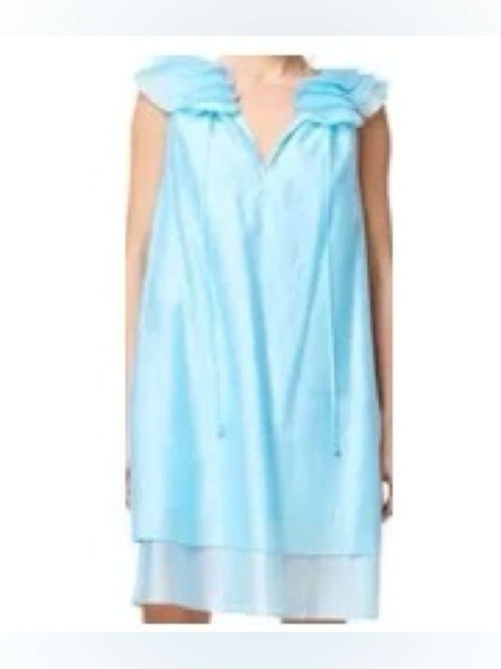 Cirbon Maliha tiered trapeze Blue Women's Chemise with Gathered Shoulder Detail